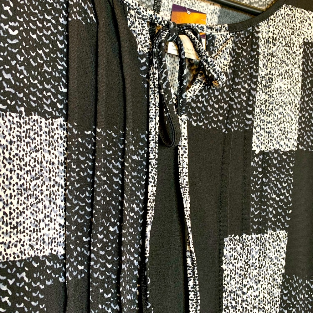 Ava James Stretch Patchwork Print Long Sleeve Blo… - image 2